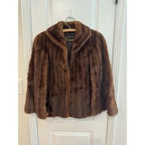 KA Hesse Tokyo Furs Authentic Dark Vintage Mink Stole Shawl Wrap Jacket EUC